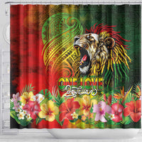 Hawaiian Reggae Shower Curtain Jawaiian One Love-Tribal Tatoos and Rastafari Lion LT03 - Polynesian Pride