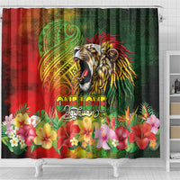 Hawaiian Reggae Shower Curtain Jawaiian One Love-Tribal Tatoos and Rastafari Lion LT03 - Polynesian Pride