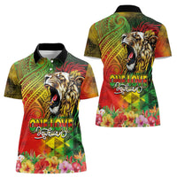 Hawaiian Reggae Women Polo Shirt Jawaiian One Love-Tribal Tatoos and Rastafari Lion LT03 - Polynesian Pride