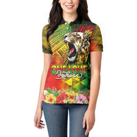 Hawaiian Reggae Women Polo Shirt Jawaiian One Love-Tribal Tatoos and Rastafari Lion LT03 - Polynesian Pride