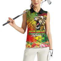 Hawaiian Reggae Women Sleeveless Polo Shirt Jawaiian One Love-Tribal Tatoos and Rastafari Lion LT03 - Polynesian Pride