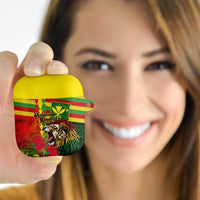 Hawaiian Reggae AirPods Case Kakau Art Motifs with Ohia Lehua and Rastafari Lion LT03 - Polynesian Pride