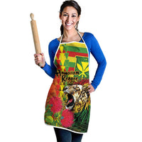 Hawaiian Reggae Apron Kakau Art Motifs with Ohia Lehua and Rastafari Lion LT03 - Polynesian Pride