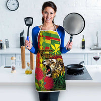 Hawaiian Reggae Apron Kakau Art Motifs with Ohia Lehua and Rastafari Lion LT03 - Polynesian Pride