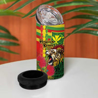 Hawaiian Reggae 4 in 1 Can Cooler Tumbler Kakau Art Motifs with Ohia Lehua and Rastafari Lion LT03 - Polynesian Pride