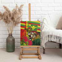 Hawaiian Reggae Canvas Wall Art Kakau Art Motifs with Ohia Lehua and Rastafari Lion LT03 - Polynesian Pride