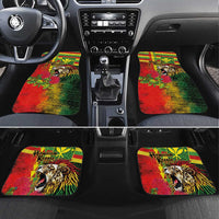 Hawaiian Reggae Car Mats Kakau Art Motifs with Ohia Lehua and Rastafari Lion LT03 Set 4pcs Multicolor - Polynesian Pride