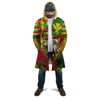 Hawaiian Reggae Cloak Kakau Art Motifs with Ohia Lehua and Rastafari Lion - Polynesian Pride