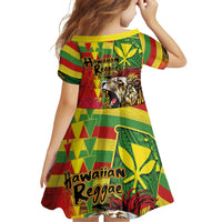 Hawaiian Reggae Family Matching Off The Shoulder Long Sleeve Dress and Hawaiian Shirt Kakau Art Motifs with Ohia Lehua and Rastafari Lion LT03 - Polynesian Pride