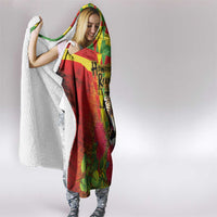 Hawaiian Reggae Hooded Blanket Kakau Art Motifs with Ohia Lehua and Rastafari Lion LT03 - Polynesian Pride