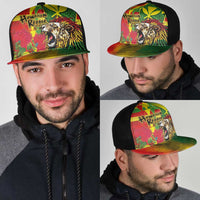 Hawaiian Reggae Mesh Trucker Cap Kakau Art Motifs with Ohia Lehua and Rastafari Lion LT03 - Polynesian Pride