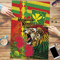 Hawaiian Reggae Puzzle Kakau Art Motifs with Ohia Lehua and Rastafari Lion LT03 Multicolor - Polynesian Pride