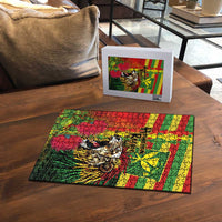 Hawaiian Reggae Puzzle Kakau Art Motifs with Ohia Lehua and Rastafari Lion LT03 - Polynesian Pride