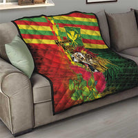 Hawaiian Reggae Quilt Kakau Art Motifs with Ohia Lehua and Rastafari Lion LT03 - Polynesian Pride