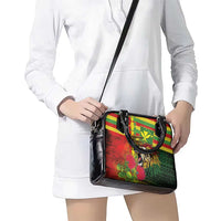 Hawaiian Reggae Shoulder Handbag Kakau Art Motifs with Ohia Lehua and Rastafari Lion LT03 - Polynesian Pride
