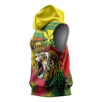 Hawaiian Reggae Sleeveless Hoodie Kakau Art Motifs with Ohia Lehua and Rastafari Lion LT03 - Polynesian Pride