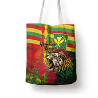 Hawaiian Reggae Tote Bag Kakau Art Motifs with Ohia Lehua and Rastafari Lion LT03 - Polynesian Pride