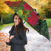 Hawaiian Reggae Umbrella Kakau Art Motifs with Ohia Lehua and Rastafari Lion LT03 - Polynesian Pride