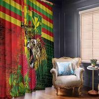 Hawaiian Reggae Window Curtain Kakau Art Motifs with Ohia Lehua and Rastafari Lion LT03 - Polynesian Pride