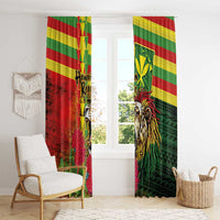 Hawaiian Reggae Window Curtain Kakau Art Motifs with Ohia Lehua and Rastafari Lion LT03 - Polynesian Pride