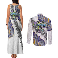 Traditional Art Hawaiian Kakau Tattoos Couples Matching Tank Maxi Dress and Long Sleeve Button Shirt Graffiti Style LT03 - Polynesian Pride
