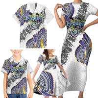 Traditional Art Hawaiian Kakau Tattoos Family Matching Short Sleeve Bodycon Dress and Hawaiian Shirt Graffiti Style LT03 - Polynesian Pride