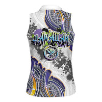 Traditional Art Hawaiian Kakau Tattoos Women Sleeveless Polo Shirt Graffiti Style LT03 - Polynesian Pride