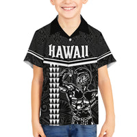 Custom Hawaii Warrior Family Matching Long Sleeve Bodycon Dress and Hawaiian Shirt Kakau Quilt Pattern LT03 Son's Shirt Black - Polynesian Pride