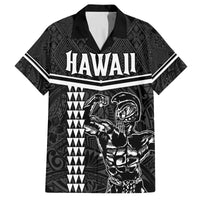Custom Hawaii Warrior Family Matching Summer Maxi Dress and Hawaiian Shirt Kakau Quilt Pattern LT03 Dad's Shirt - Short Sleeve Black - Polynesian Pride