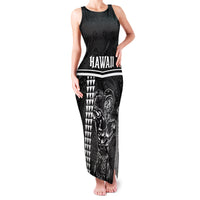 Custom Hawaii Warrior Family Matching Tank Maxi Dress and Hawaiian Shirt Kakau Quilt Pattern LT03 Mom's Dress Black - Polynesian Pride