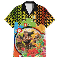 Hawaii Womens Day Wahine Family Matching Short Sleeve Bodycon Dress and Hawaiian Shirt Strong Beautiful Woman with Kakau Style LT03 Dad's Shirt - Short Sleeve Red - Polynesian Pride