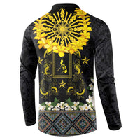 Flores de Mayo and Filipino Fiesta Button Sweatshirt The Sun-Jasmine and Polynesian Yakan Tattoo Barong Style LT03 - Polynesian Pride