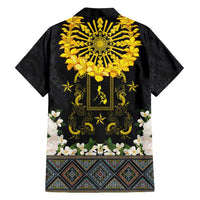Flores de Mayo and Filipino Fiesta Family Matching Off Shoulder Maxi Dress and Hawaiian Shirt The Sun-Jasmine and Polynesian Yakan Tattoo Barong Style LT03 - Polynesian Pride
