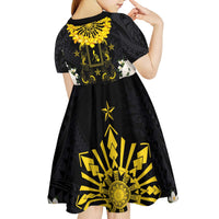 Flores de Mayo and Filipino Fiesta Kid Short Sleeve Dress The Sun-Jasmine and Polynesian Yakan Tattoo Barong Style LT03 - Polynesian Pride