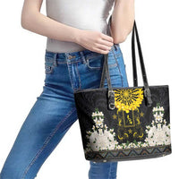 Flores de Mayo and Filipino Fiesta Leather Tote Bag The Sun-Jasmine and Polynesian Yakan Tattoo Barong Style LT03 - Polynesian Pride