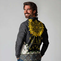 Flores de Mayo and Filipino Fiesta Long Sleeve Polo Shirt The Sun-Jasmine and Polynesian Yakan Tattoo Barong Style LT03 - Polynesian Pride