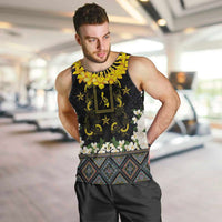 Flores de Mayo and Filipino Fiesta Men Tank Top The Sun-Jasmine and Polynesian Yakan Tattoo Barong Style LT03 Black - Polynesian Pride