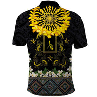 Flores de Mayo and Filipino Fiesta Polo Shirt The Sun-Jasmine and Polynesian Yakan Tattoo Barong Style LT03 - Polynesian Pride