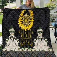 Flores de Mayo and Filipino Fiesta Quilt The Sun-Jasmine and Polynesian Yakan Tattoo Barong Style LT03 Black - Polynesian Pride