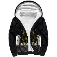 Flores de Mayo and Filipino Fiesta Sherpa Hoodie The Sun-Jasmine and Polynesian Yakan Tattoo Barong Style LT03 Unisex Black - Polynesian Pride