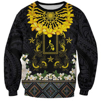 Flores de Mayo and Filipino Fiesta Sweatshirt The Sun-Jasmine and Polynesian Yakan Tattoo Barong Style LT03 Unisex Black - Polynesian Pride