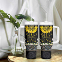Flores de Mayo and Filipino Fiesta Tumbler With Handle The Sun-Jasmine and Polynesian Yakan Tattoo Barong Style LT03 - Polynesian Pride