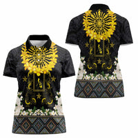 Flores de Mayo and Filipino Fiesta Women Polo Shirt The Sun-Jasmine and Polynesian Yakan Tattoo Barong Style