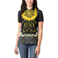 Flores de Mayo and Filipino Fiesta Women Polo Shirt The Sun-Jasmine and Polynesian Yakan Tattoo Barong Style