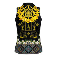 Flores de Mayo and Filipino Fiesta Women Sleeveless Polo Shirt The Sun-Jasmine and Polynesian Yakan Tattoo Barong Style LT03 - Polynesian Pride