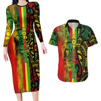 Aotearoa Reggae Couples Matching Long Sleeve Bodycon Dress and Hawaiian Shirt Maori Reggae-One Love LT03 Reggae - Polynesian Pride
