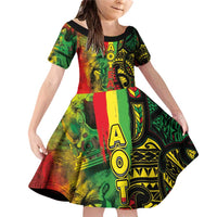 Aotearoa Reggae Family Matching Off Shoulder Short Dress and Hawaiian Shirt Maori Reggae-One Love LT03 Daughter's Dress Reggae - Polynesian Pride