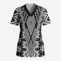 Aotearoa Tukutuku and Poutama Motif Classic Scrub Top - Polynesian Pride