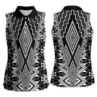 Aotearoa Tukutuku and Poutama Motif Classic Women Sleeveless Polo Shirt LT03 - Polynesian Pride