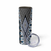 Blue Aotearoa Tukutuku and Poutama Motif Skinny Tumbler LT03 - Polynesian Pride